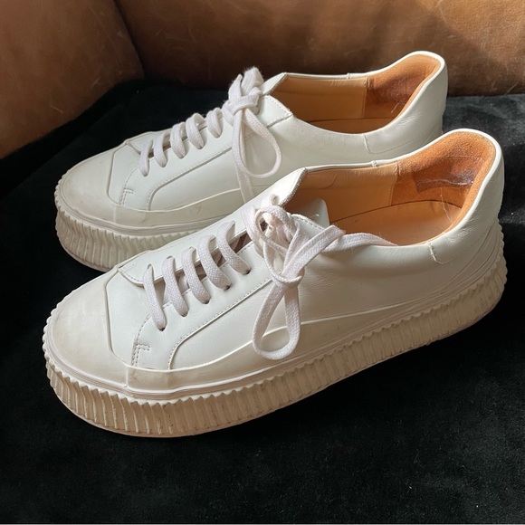 Jil Sander platform leather flatform white sneakers size 39 luxe designer - Picture 4 of 13